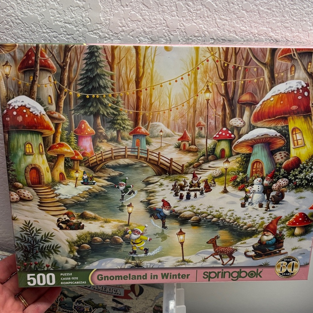 Springbok 500 Piece puzzle “Gnomeland in Winter Puzzle”. New in box.